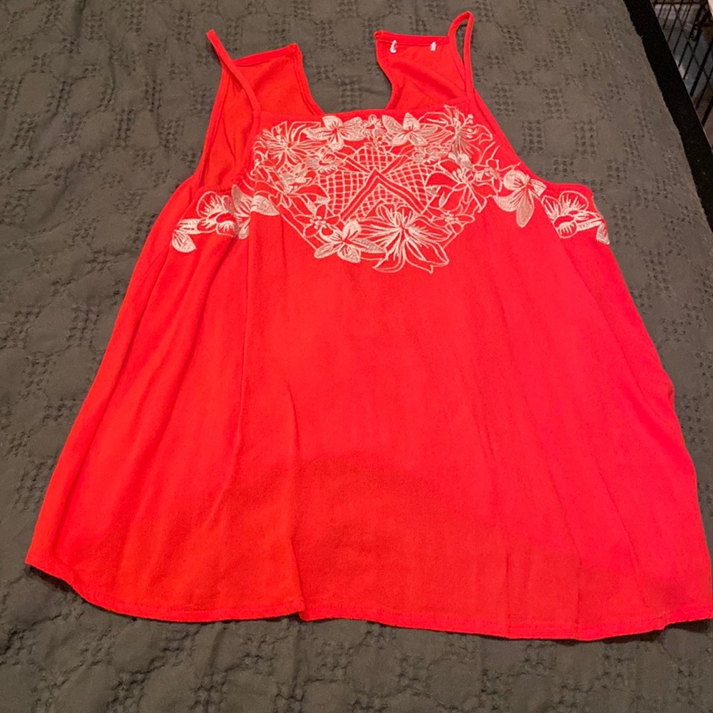 red Halter Top tank with floral print